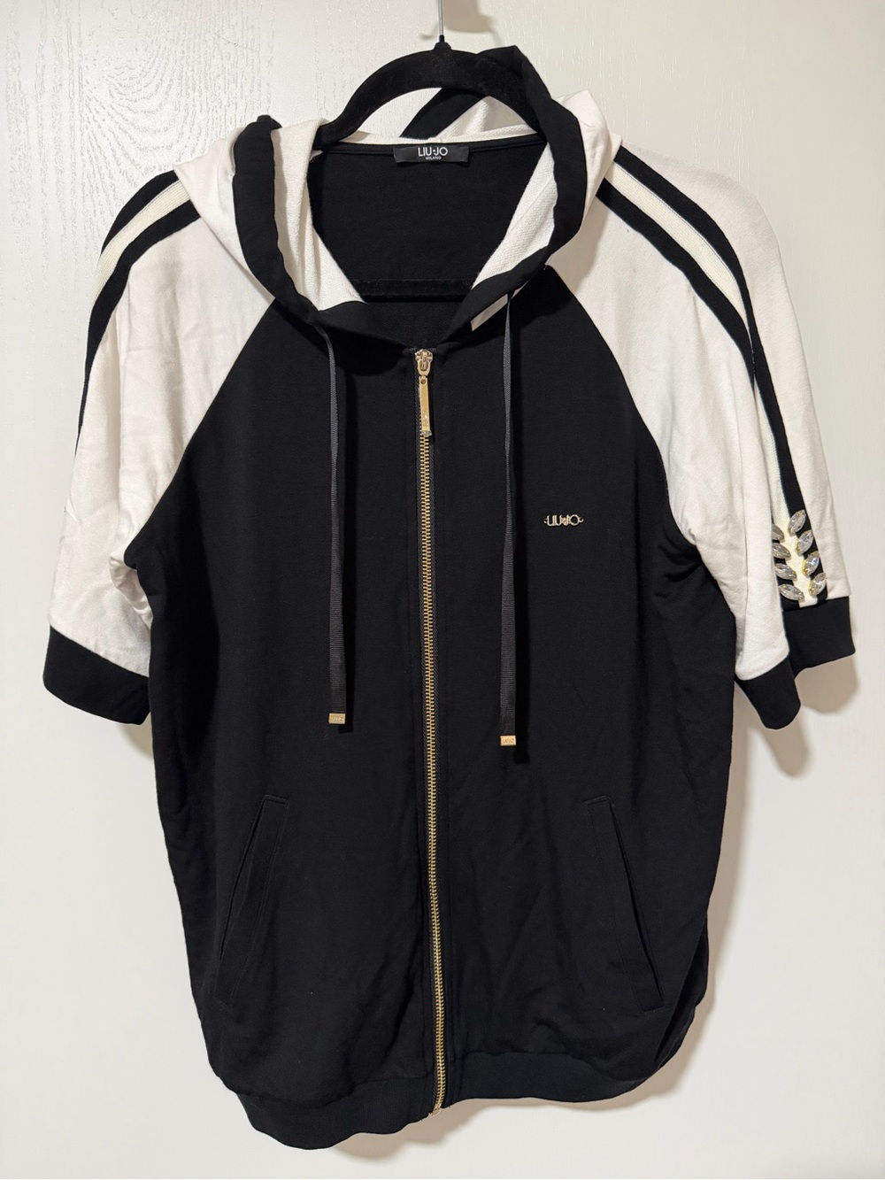 Liu Jo Black Zip-Up Hoodie with Gold Hardware NWOT